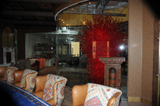 large red art glass crystal chandelier